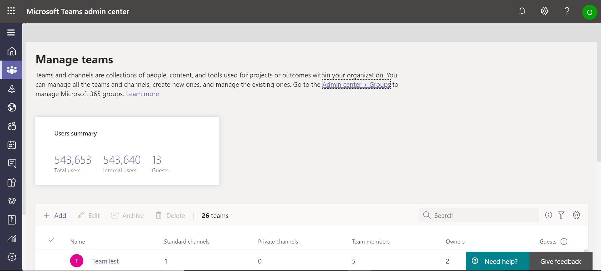 Manage teams with the Microsoft Teams admin center using M365 Manager Plus