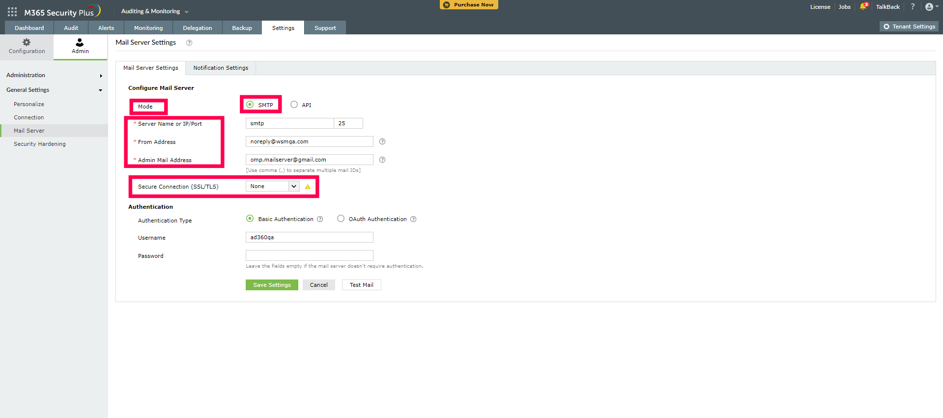 Mail Server Configuration using SMTP