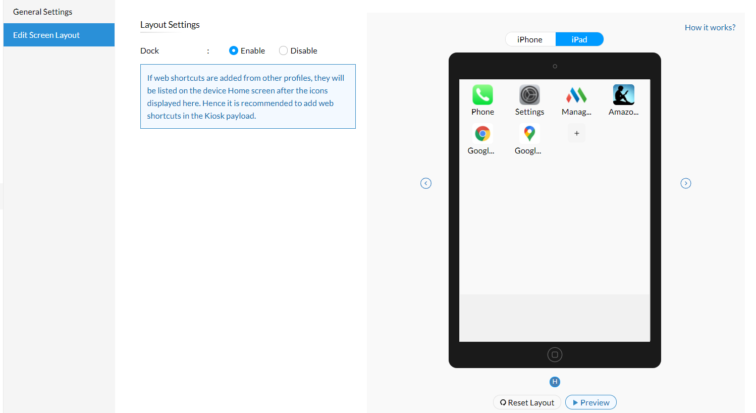 iPad Kiosk Mode Layout Configuration