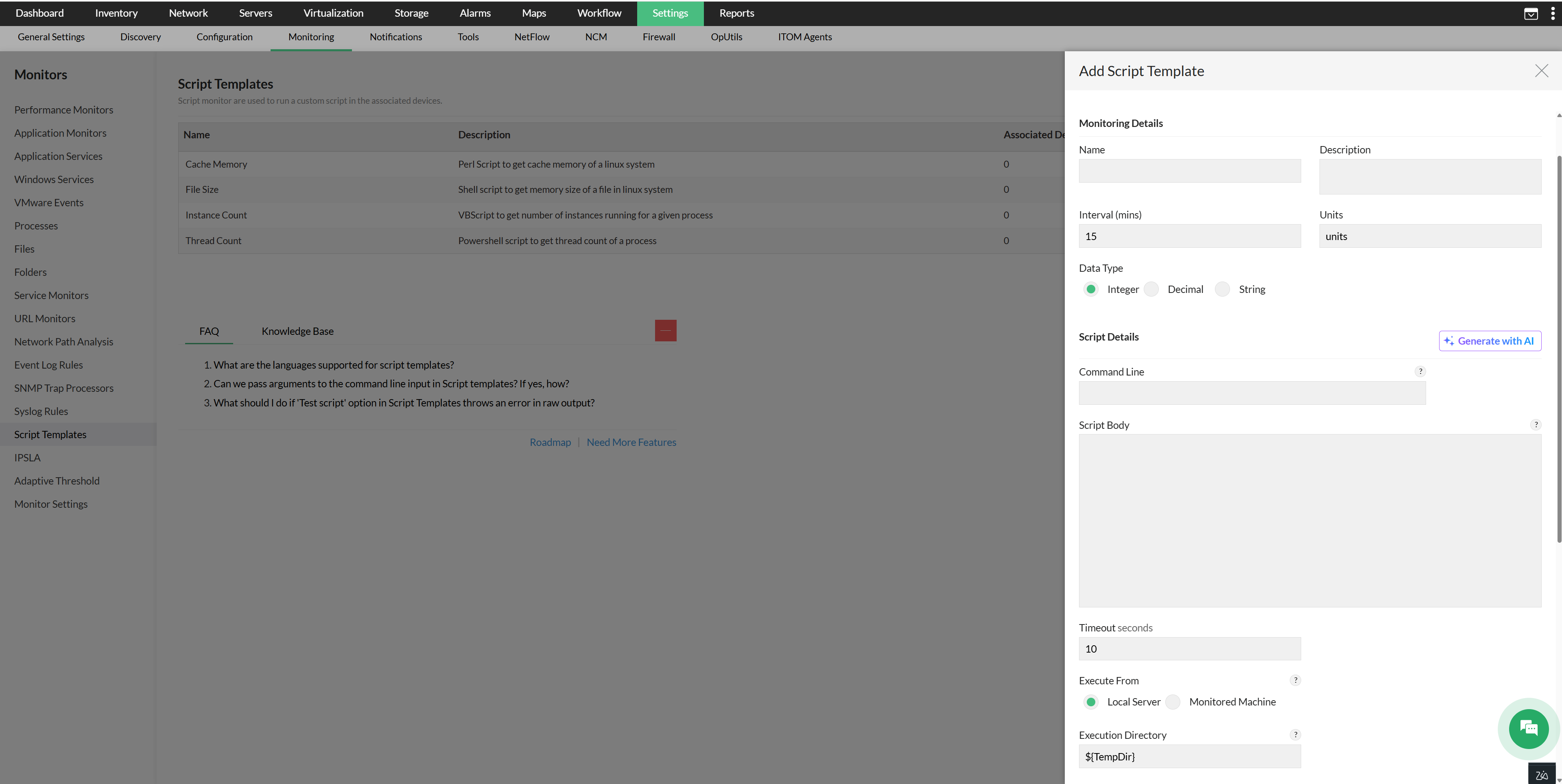 OpManager Script Monitoring