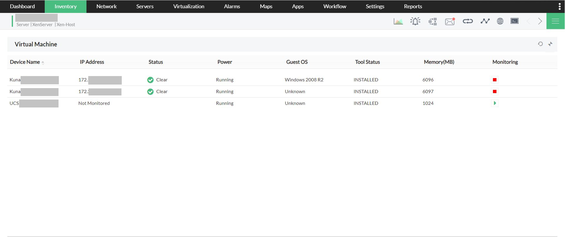 Citrix Xen host monitoring - ManageEngine OpManager