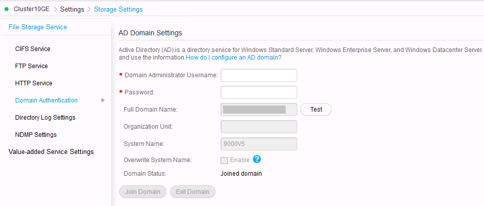 File Storage Service to the AD domain