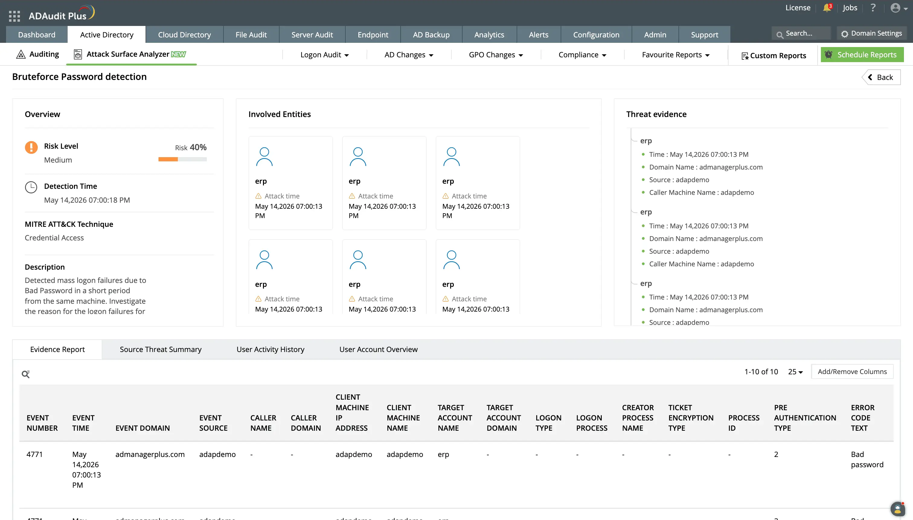 Detect threats targeting user accounts