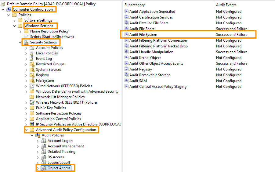 Audit File system policy