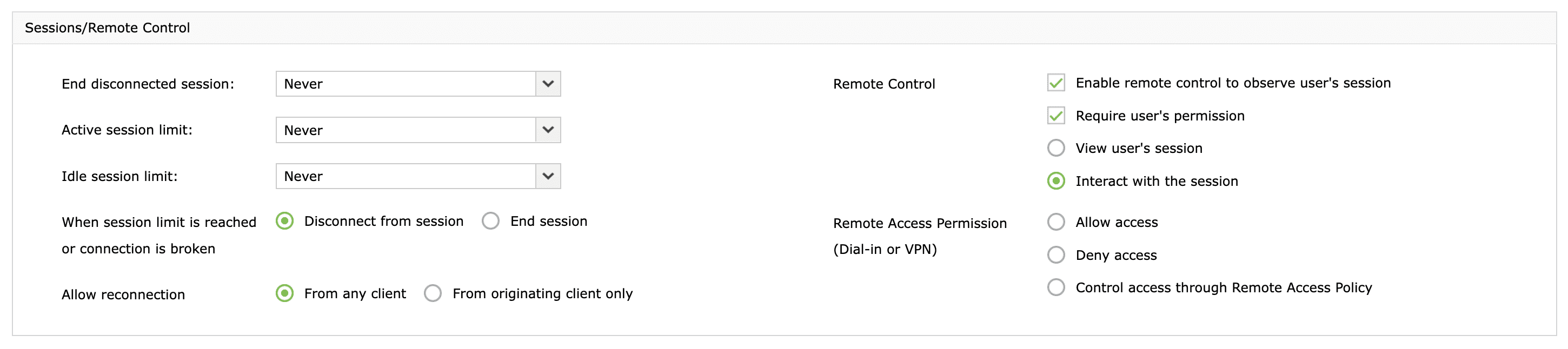 Creating a template to modify remote access permissions in ADManager Plus.