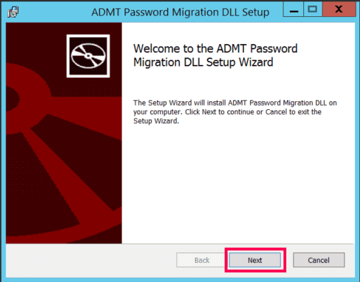 ADMT Password Migration DLL Setup Wizard on the source domain controller.