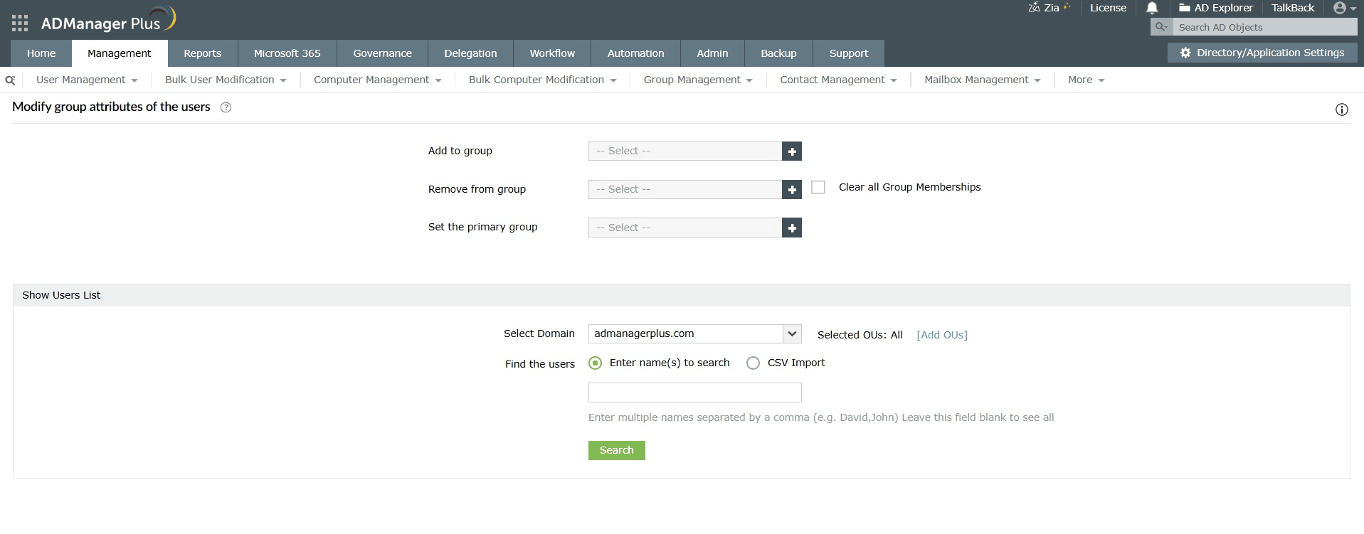 How to modify users based on attributes in Active Directory using ADManager Plus