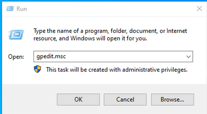 Opening Group Policy Editor using the Run dialog box