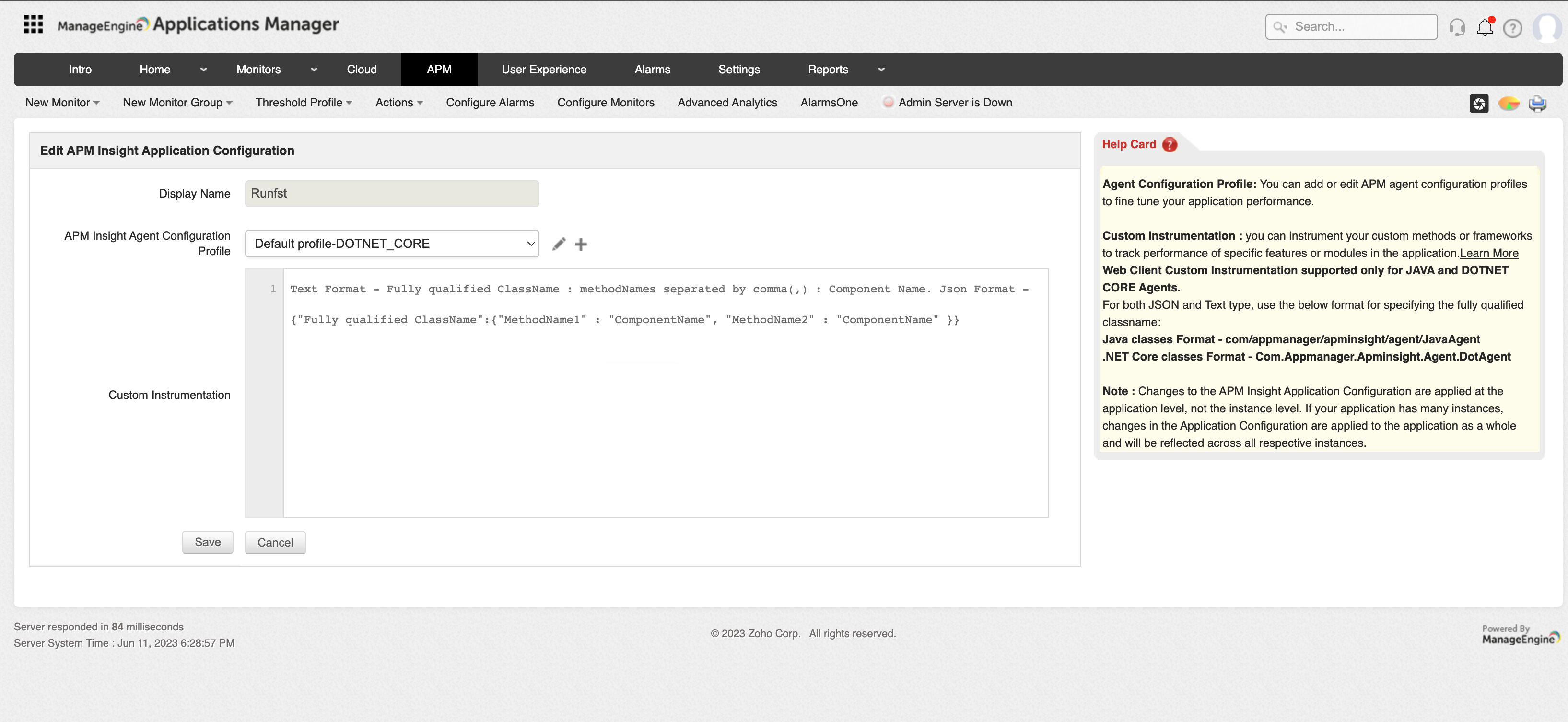 Applications Manager Configure Application Filters for .NET Core applications: Filtering .NET core applications