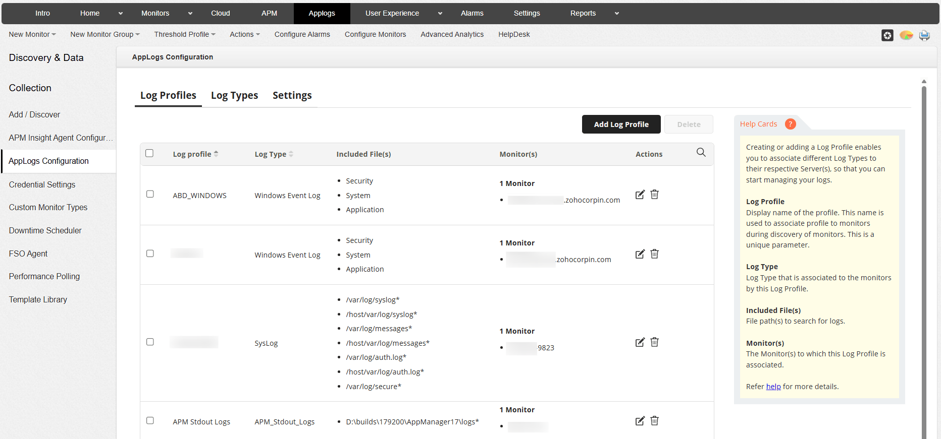 AppLogs Log Profiles