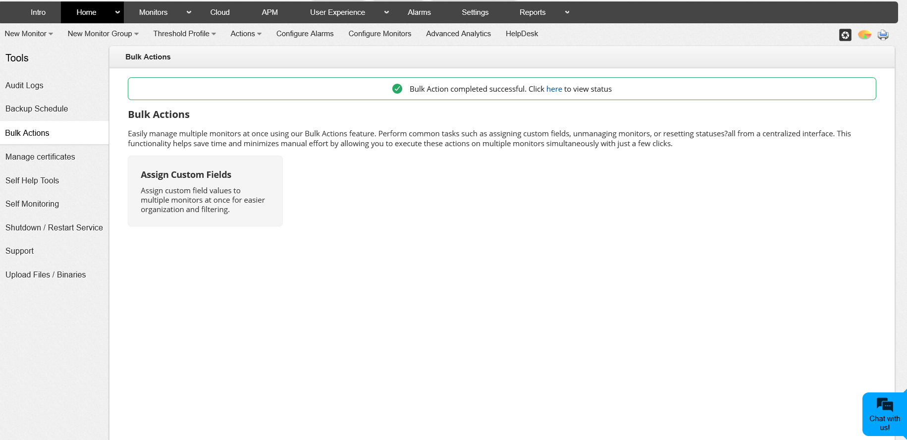 Applications Manager Bulk actions: Custom fields