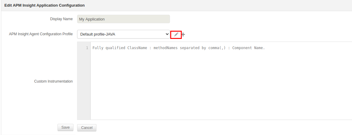 Applications Manager APM Insight Tracking background transaction: Edit agent configuration profile
