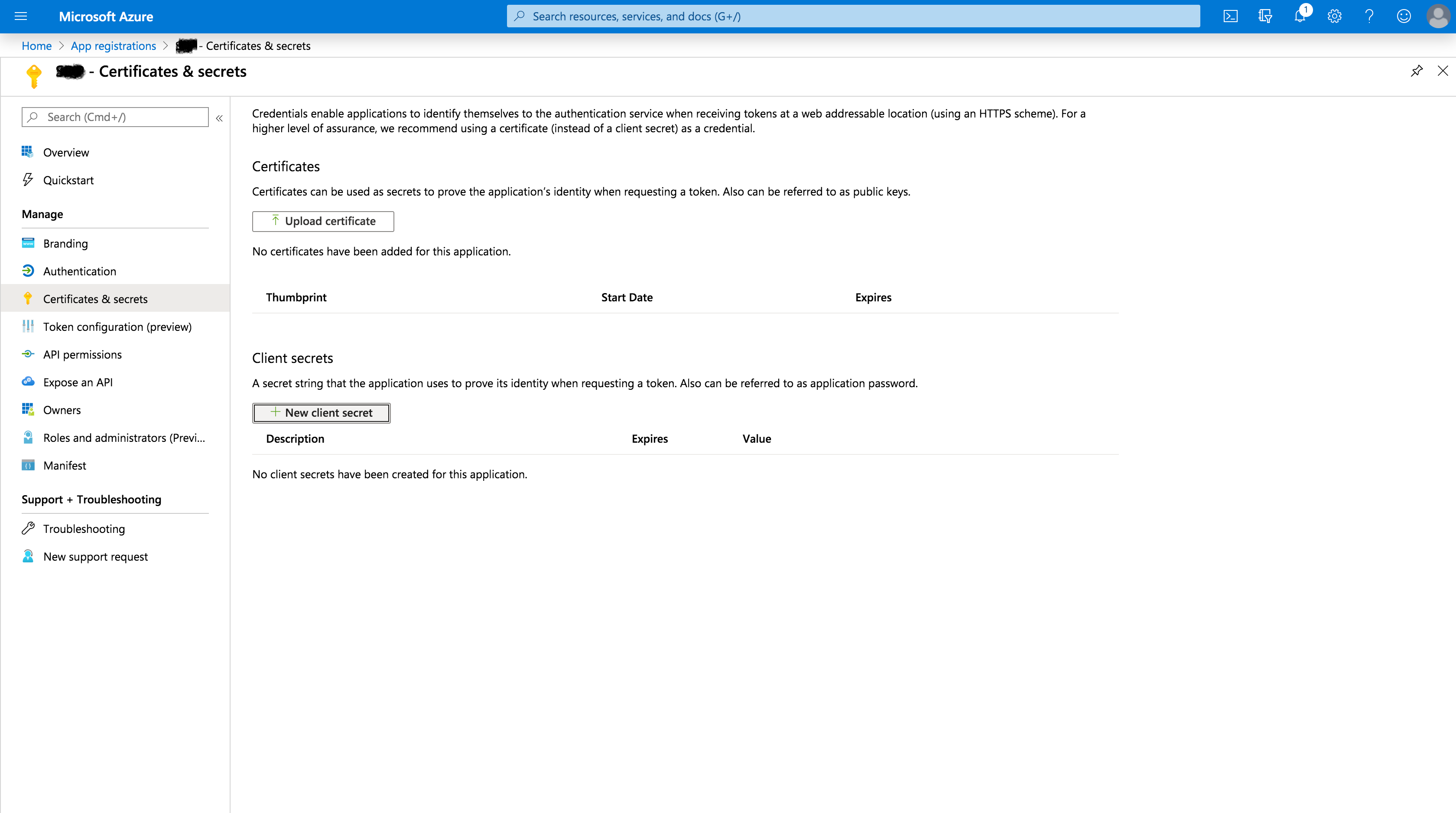 Applications Manager Configuring OAuth for EWS Server: Adding new client secret in Azure portal