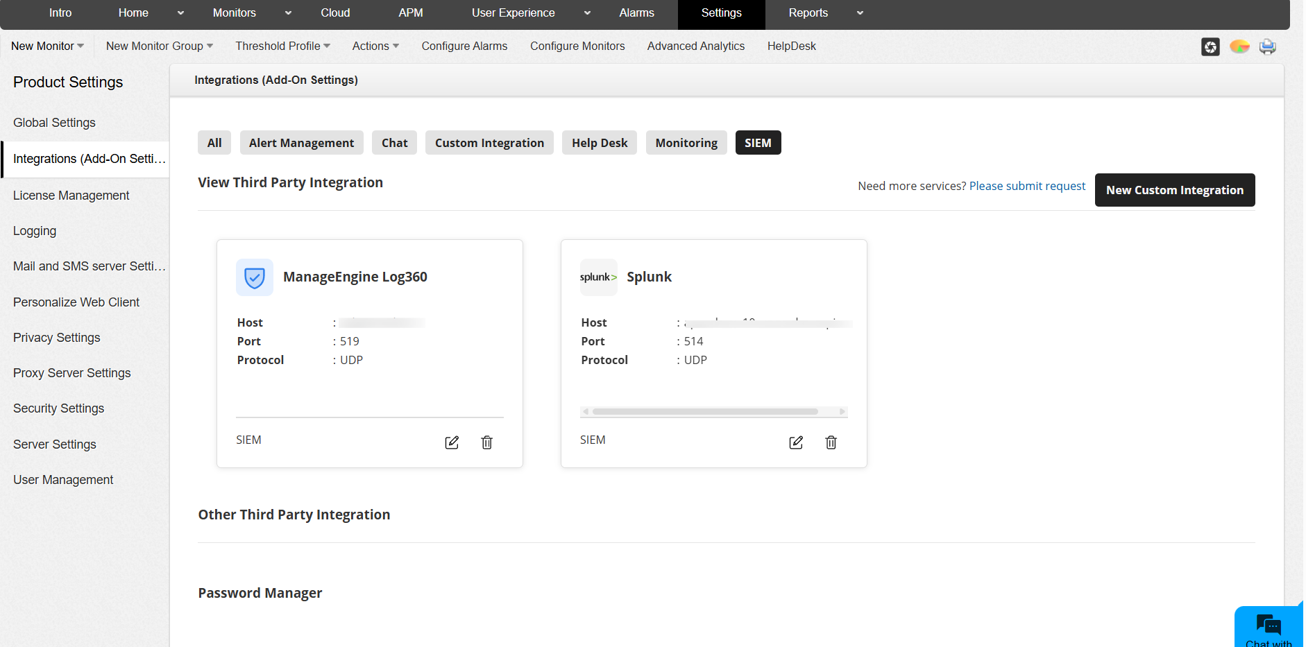 SIEM Integration - ManageEngine Applications Manager