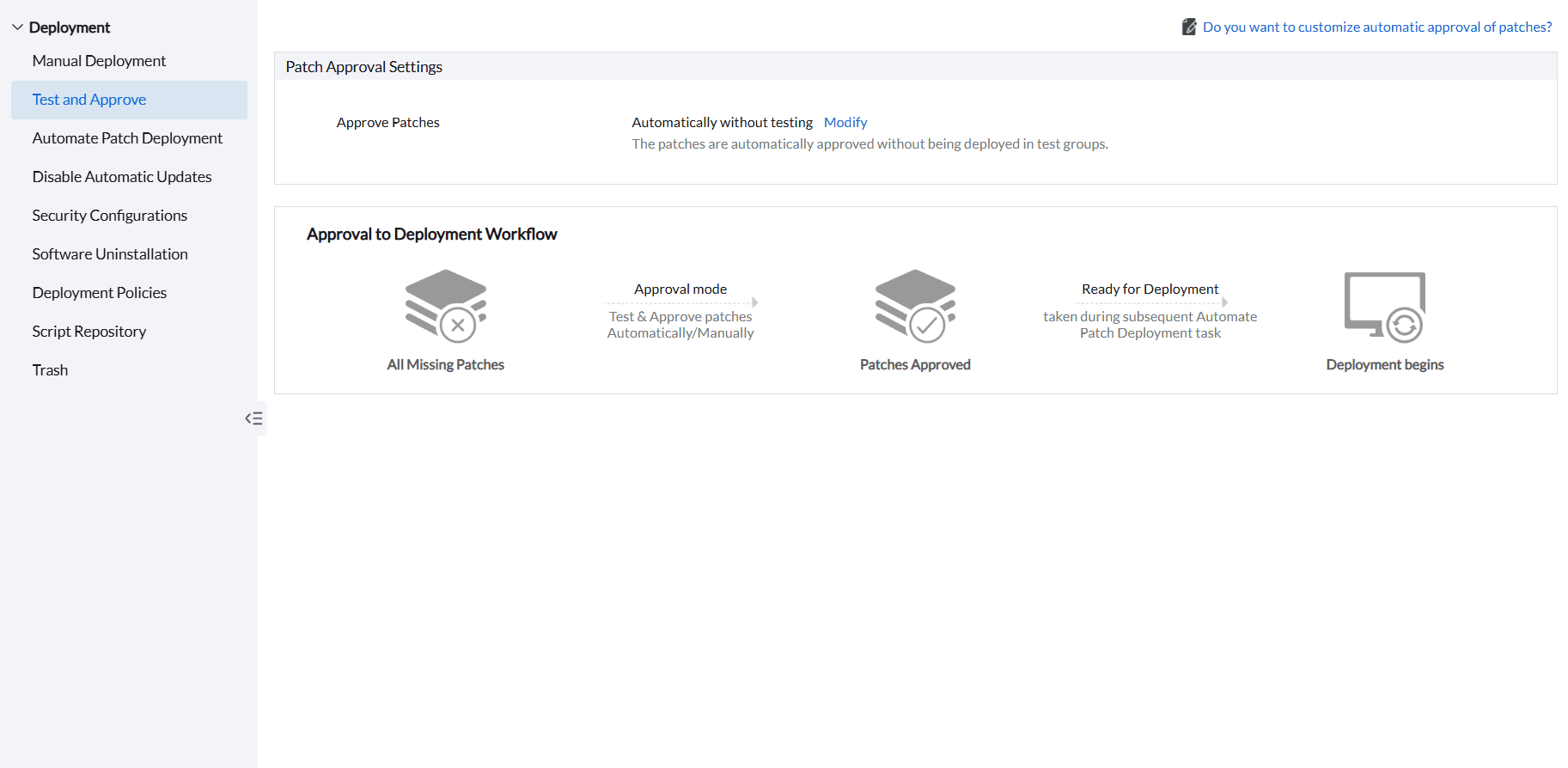 Patch Approval Settings