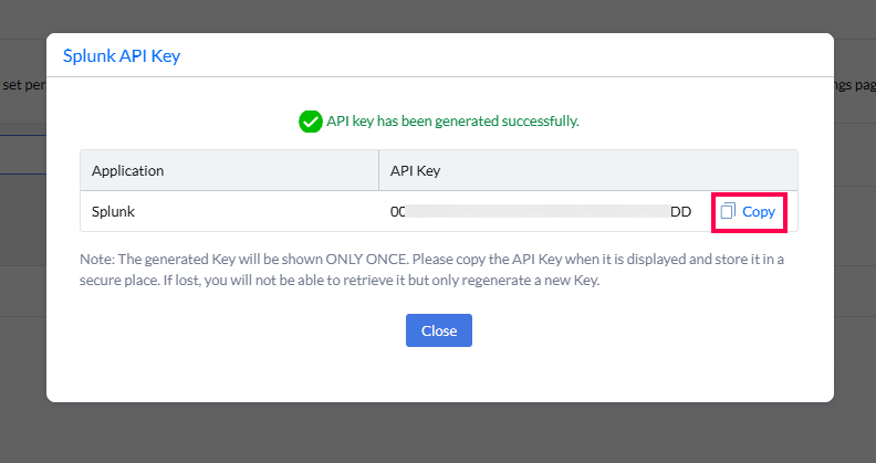 Copy API Key