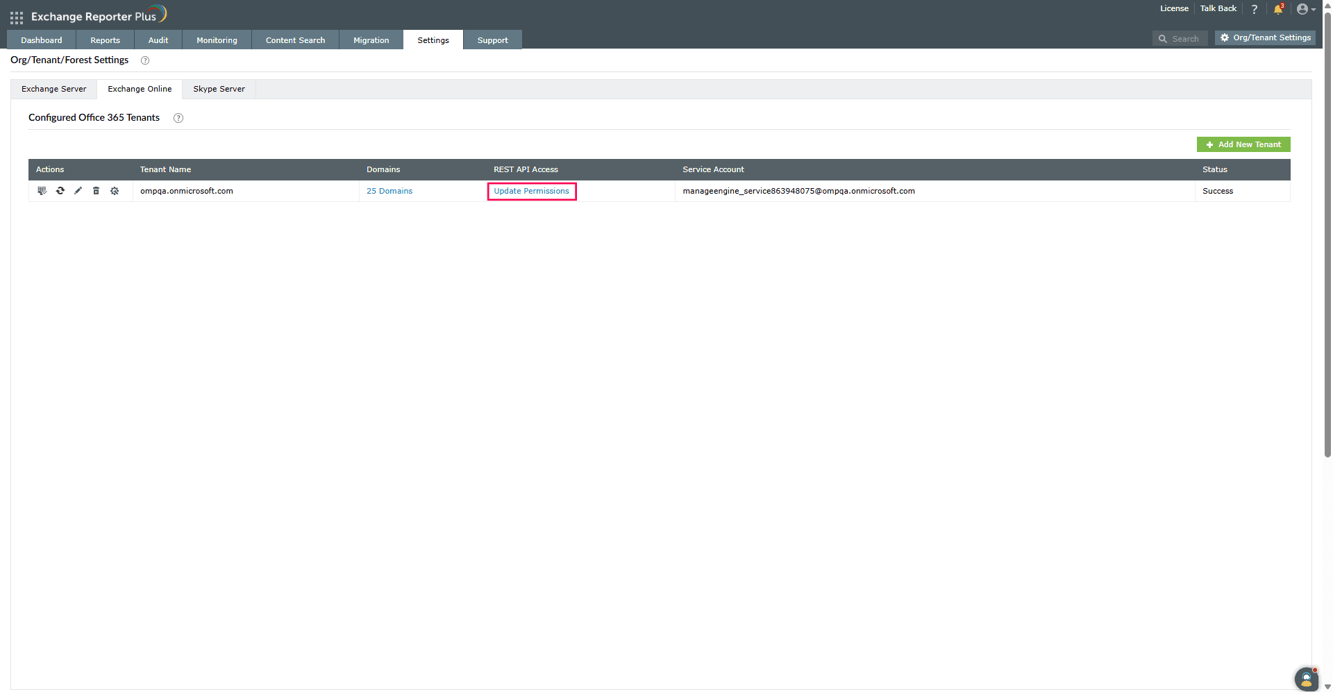 Updating Entra app permissions in Exchange Reporter Plus.