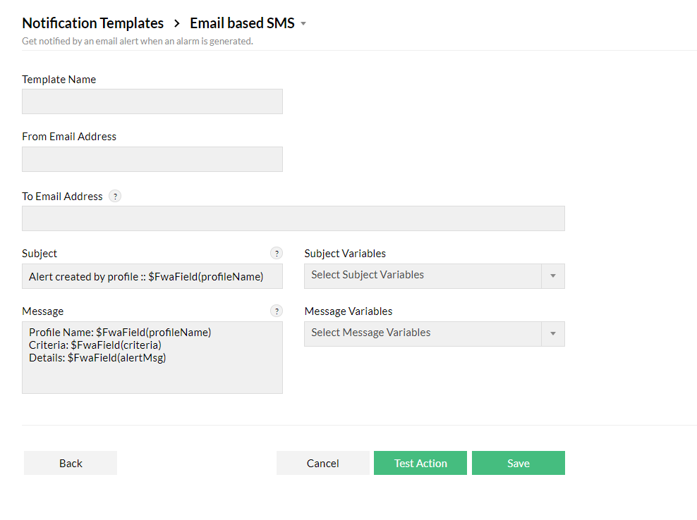 Email notification template in Firewall Analyzer: Notification templates