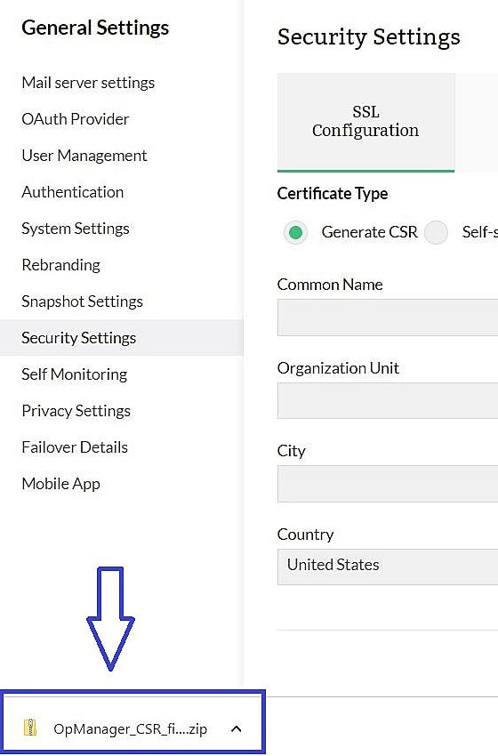 Security settings in Firewall Analyzer: Generate