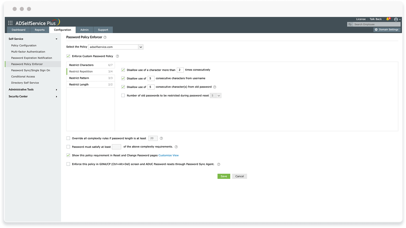 Account takeover protection with ADSelfService Plus – Password policy enforcer