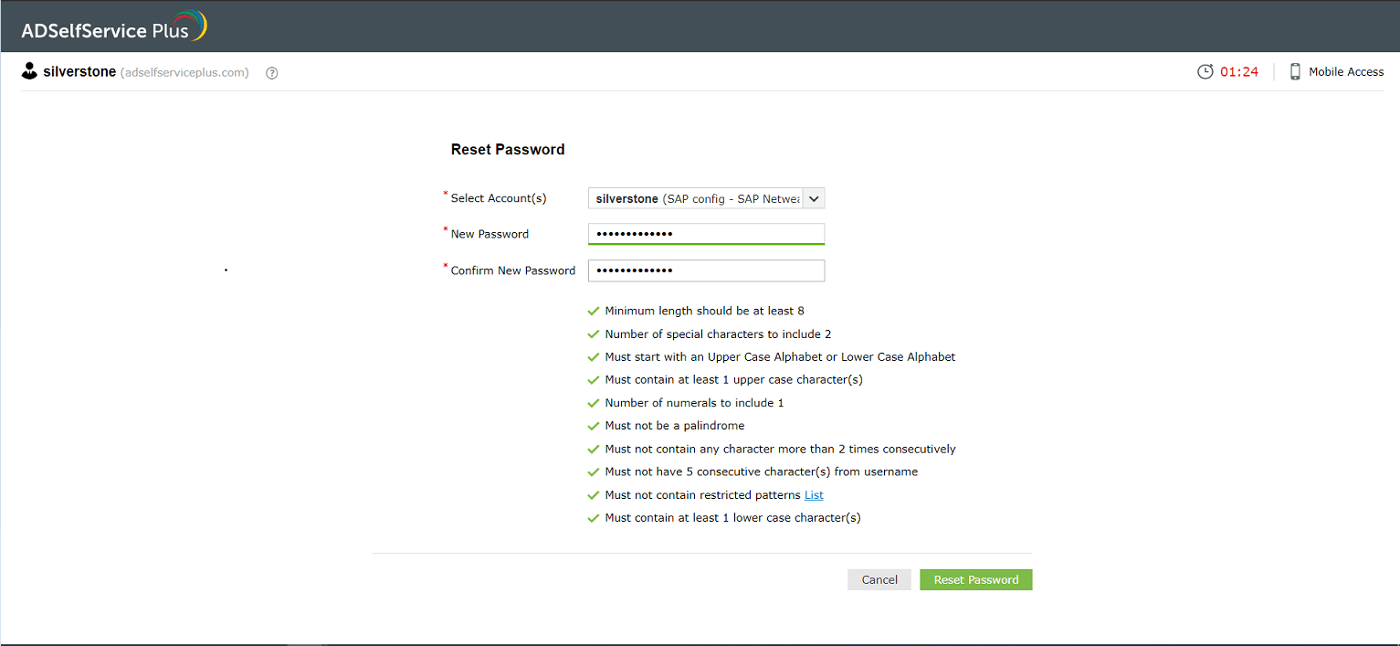 sap password reset policies