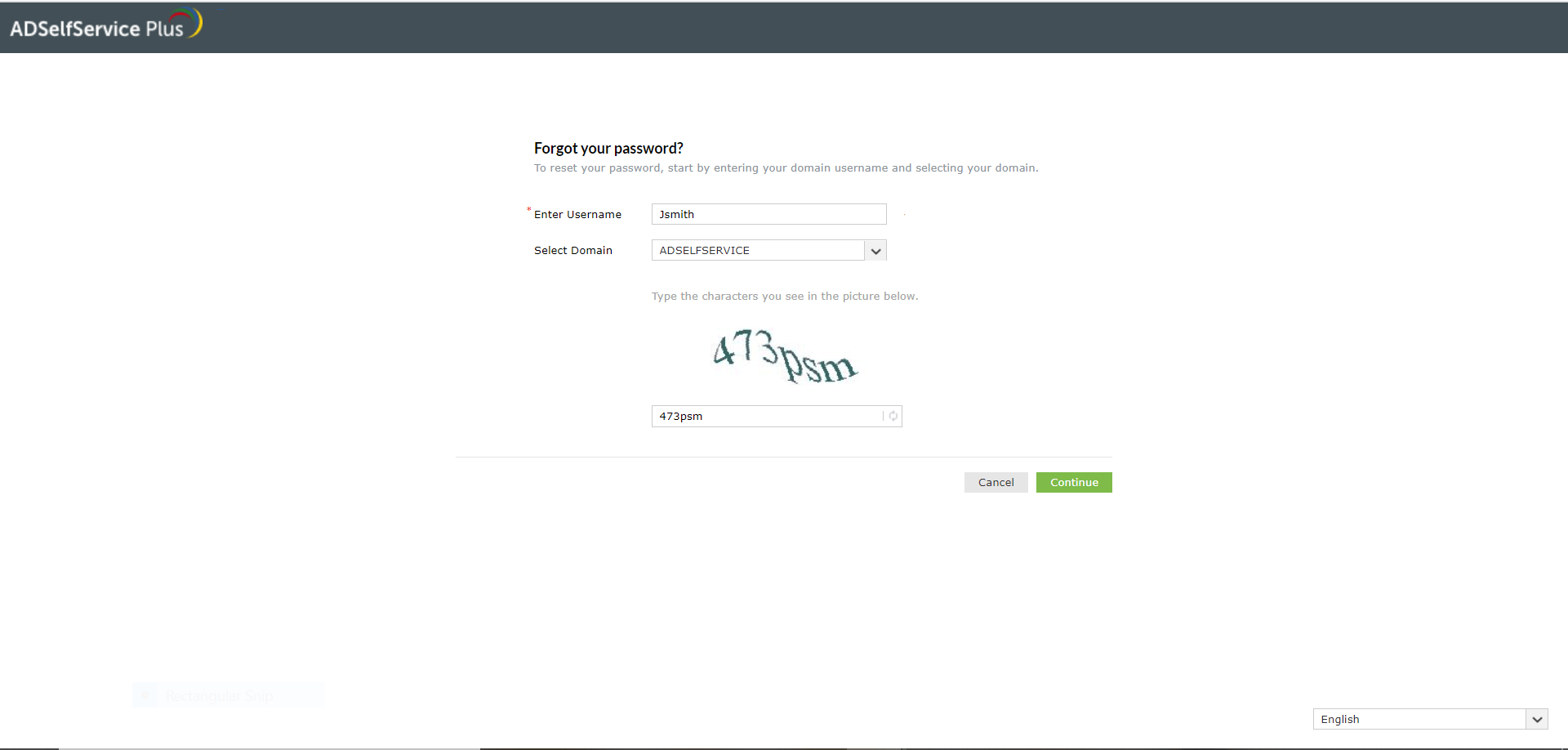 Self-service password reset