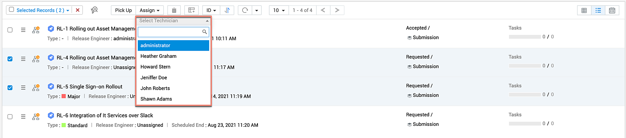 CV assign technician