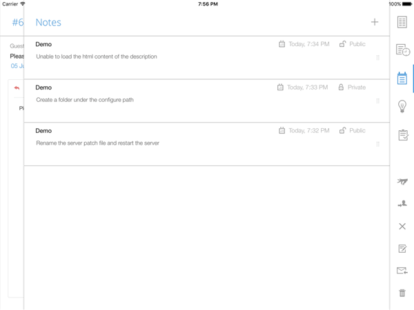 Add help desk notes through ipad app