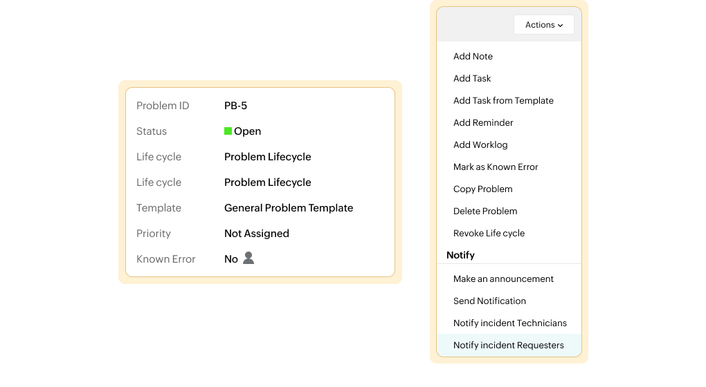 Known error problem ticket