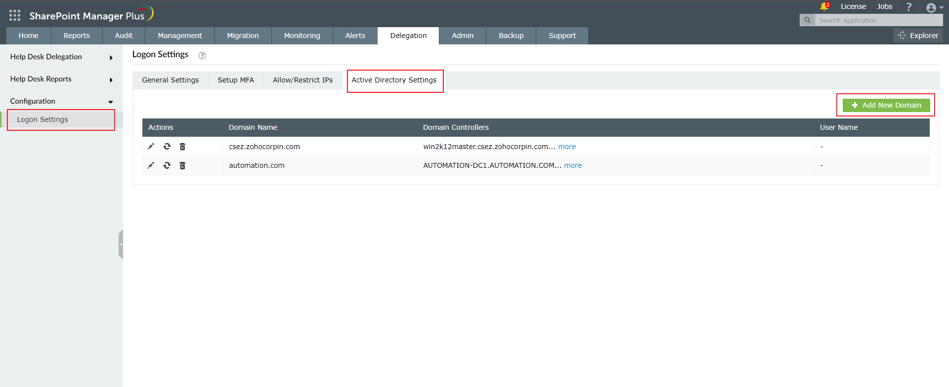 Active Directory Settings