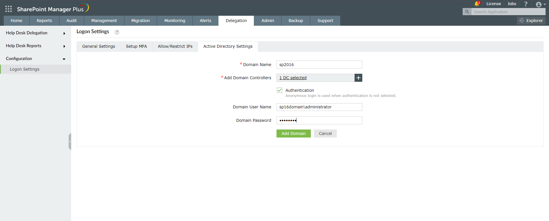 Active Directory Settings