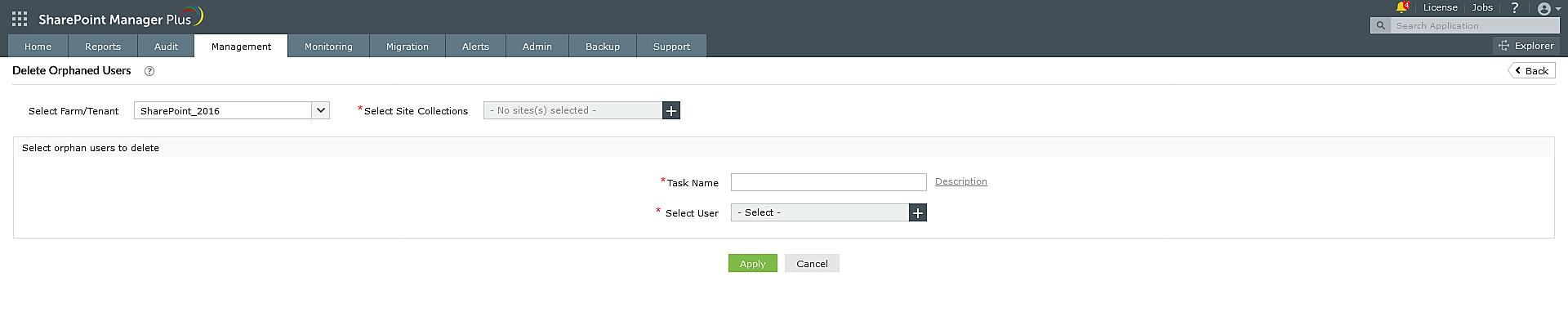 An image showing the Delete Orphaned Users feature