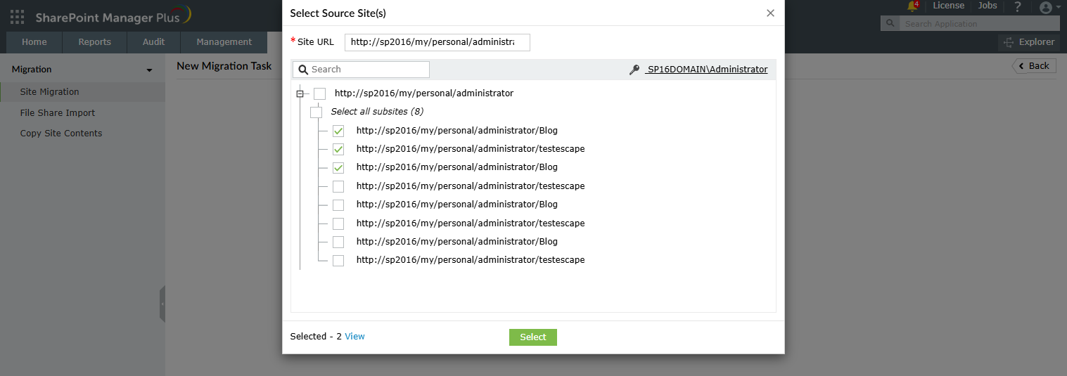 Migrating a SharePoint on-premises sites to SharePoint Online using SharePoint Manager Plus