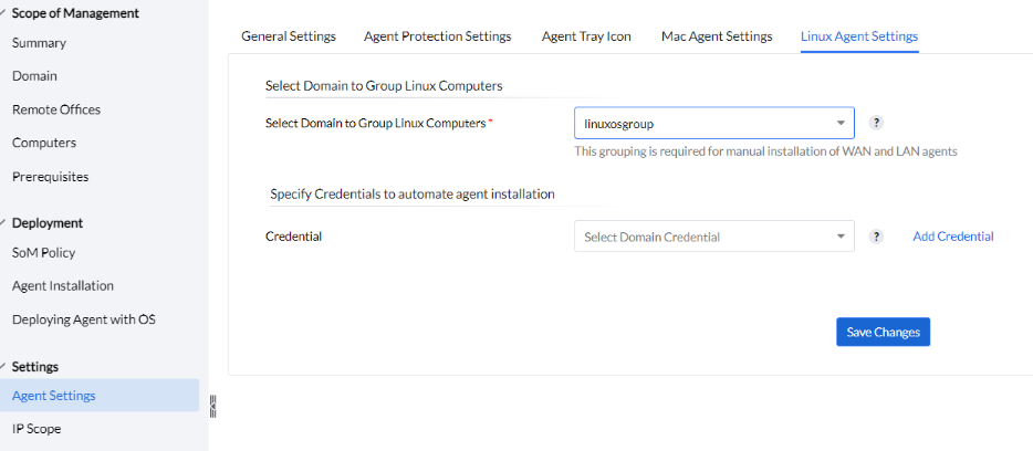 Linux Agent Settings