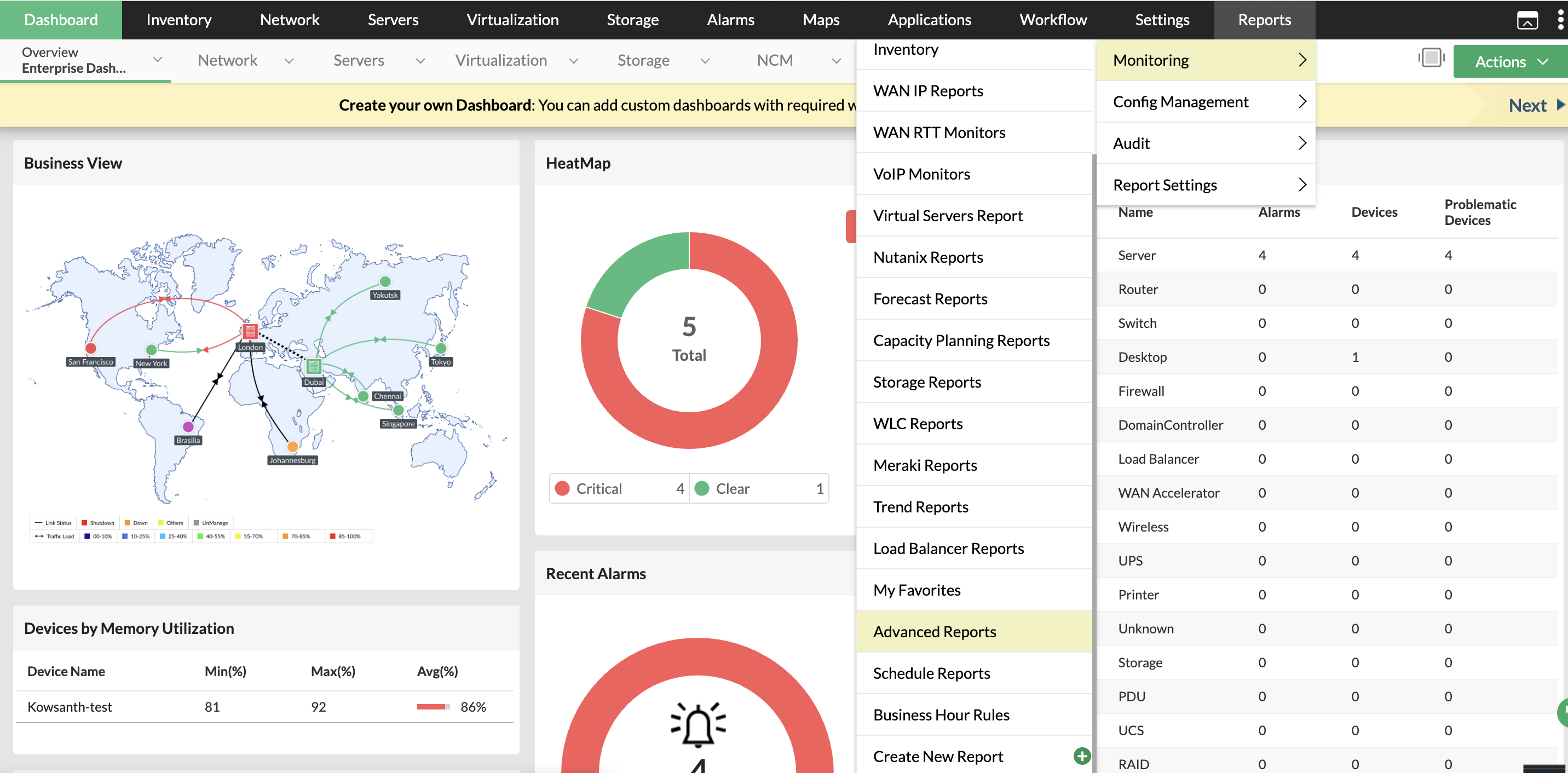 OpManager advanced reports: Report settings