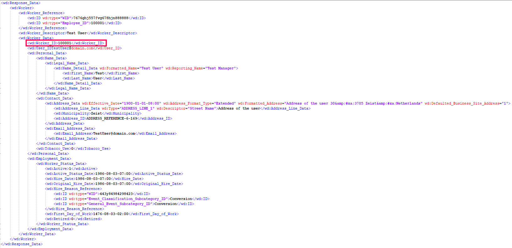 Exemple de réponse XML