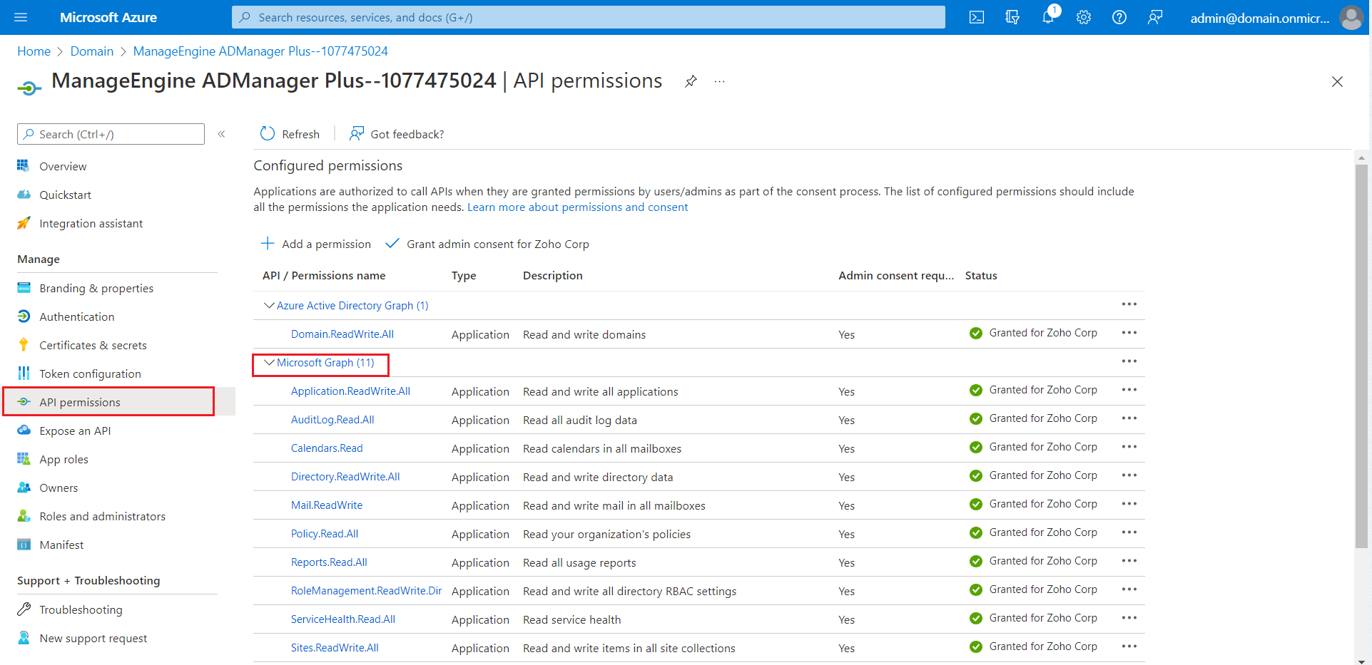 Étapes pour modifier les autorisations de l'API REST