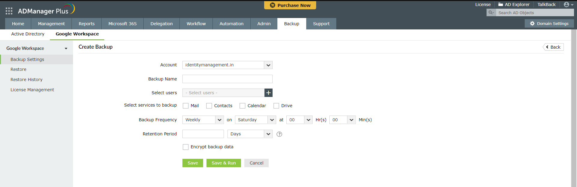 Paramètres de sauvegarde
