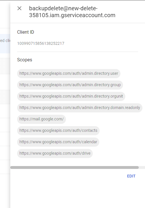Autorisations nécessaires pour sauvegarder les utilisateurs Google Workspace