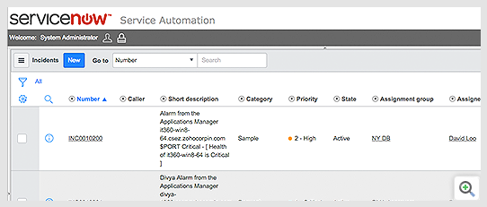 Utilisation de ServiceNow Intégration d’Applications Manager à ServiceNow