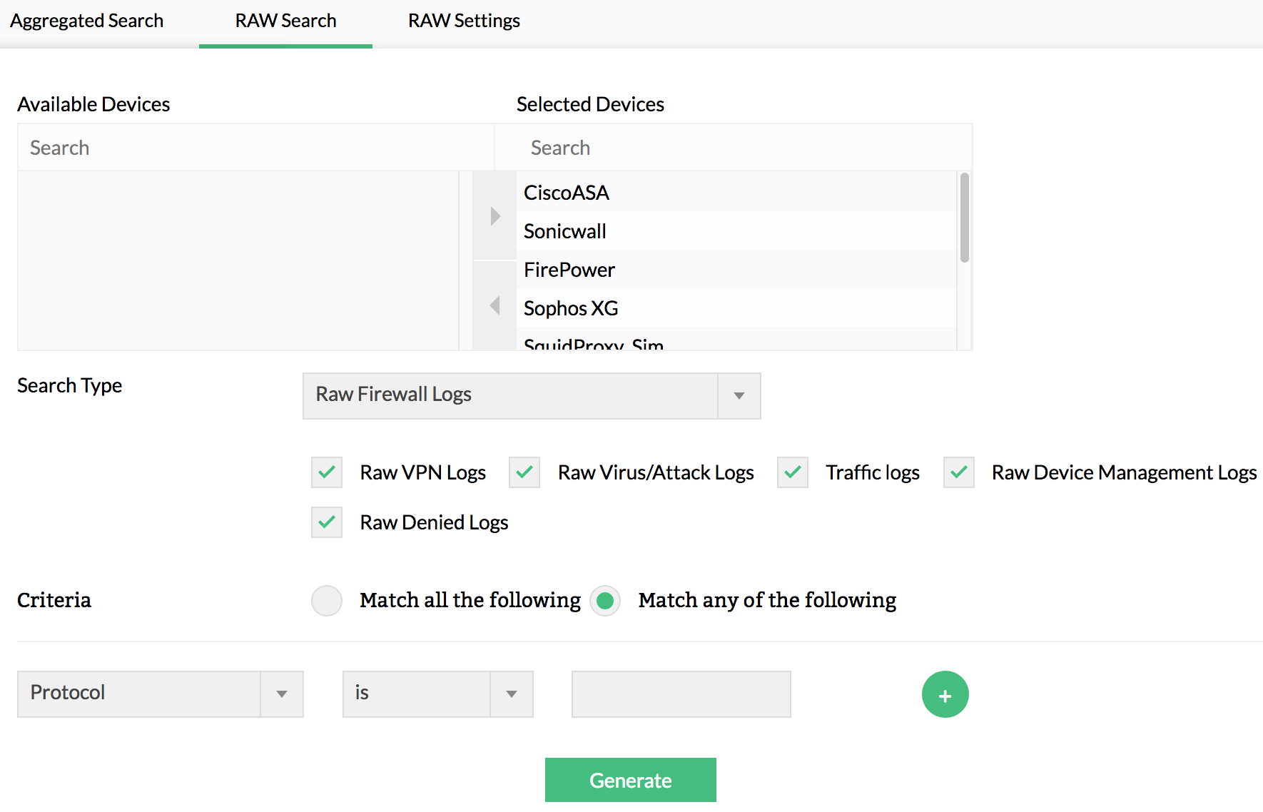 Forensic log analysis tool - raw log search - ManageEngine Firewall Analyzer