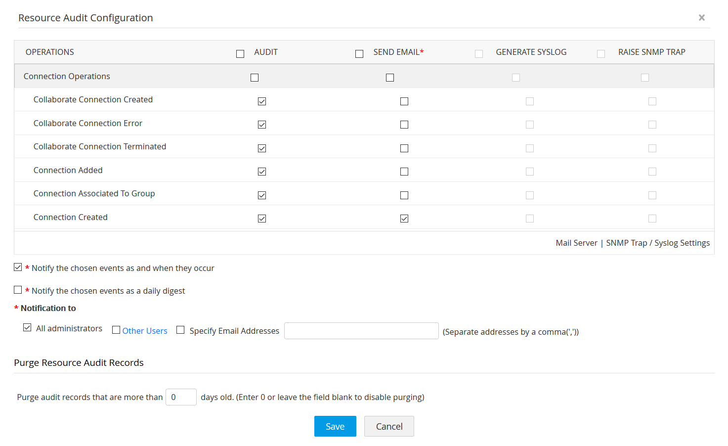 Purge des pistes d’audit - Access Manager Plus