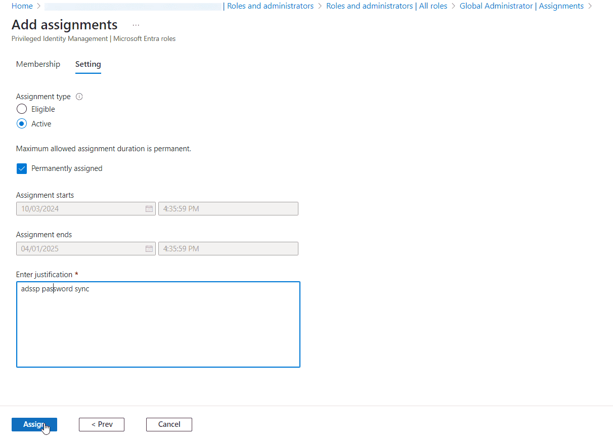 Vue d’ensemble de l’ajout des affectations pour l’application Azure de synchronisation du mot de passe OAuth