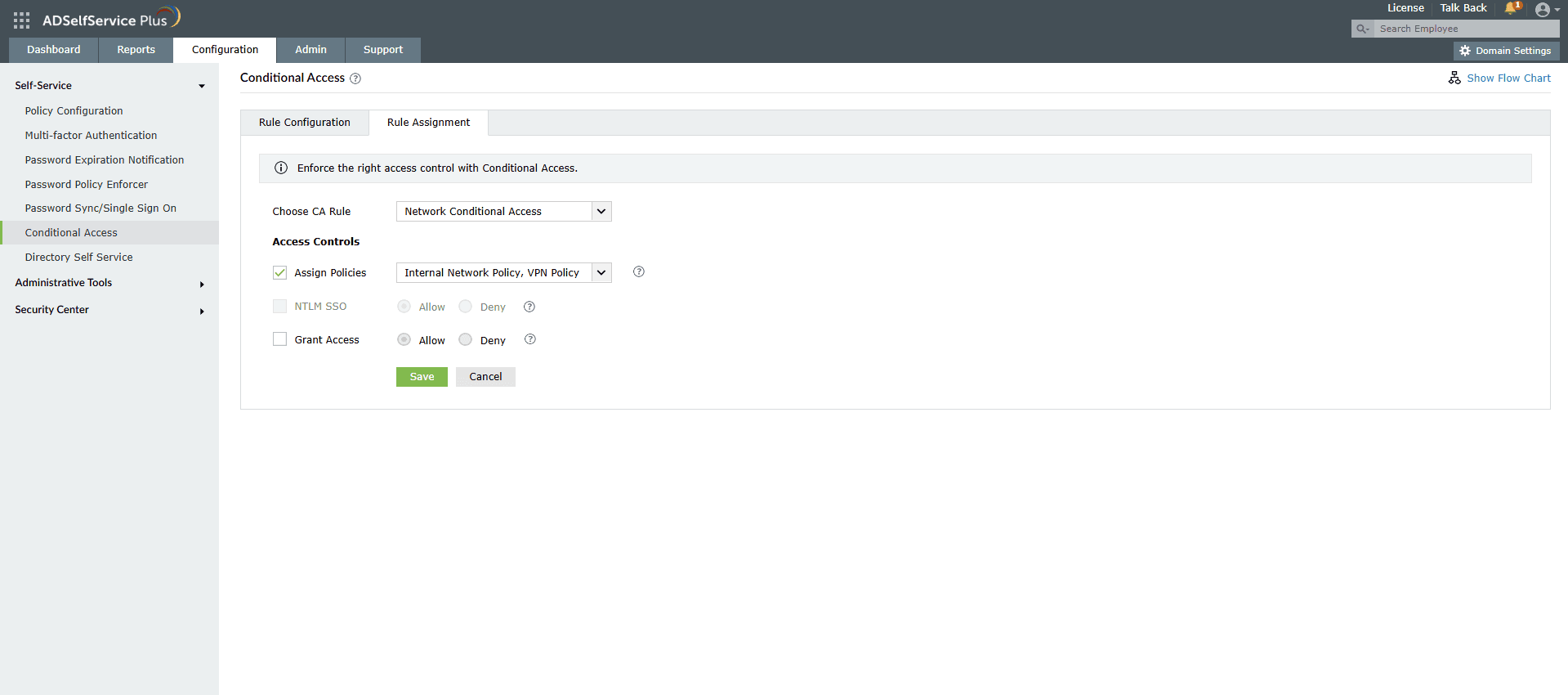 Attribution des règles CA dans ADSelfService Plus