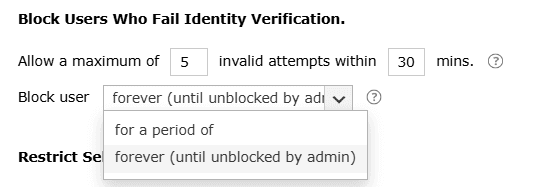 Définition de la durée de blocage utilisateur dans ADSelfService Plus.