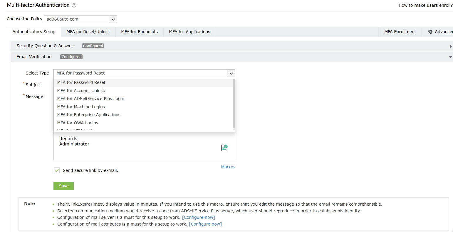 Configuration e-mail