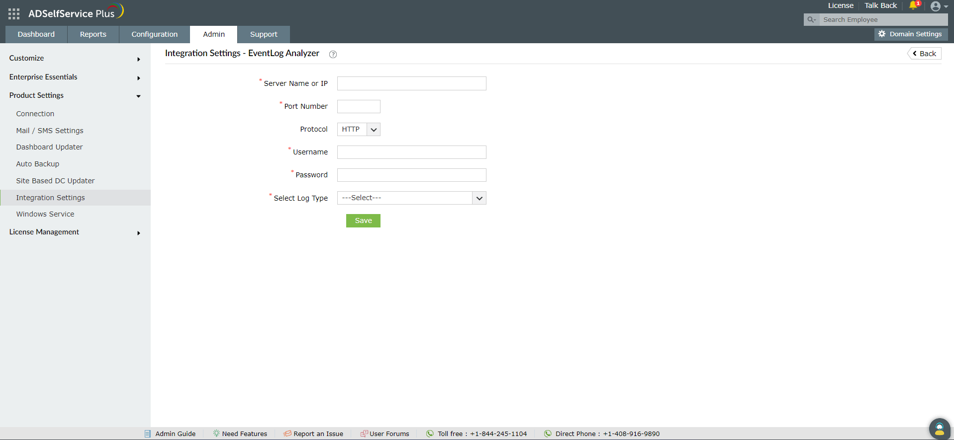 Intégration ADSelfService Plus – EventLog Analyzer