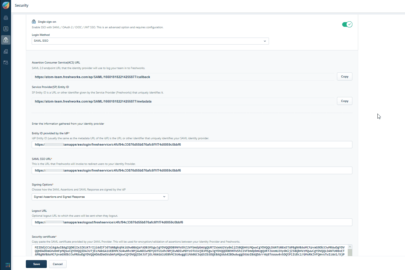 Configuration de Freshdesk pour SSO dans ADSelfService Plus