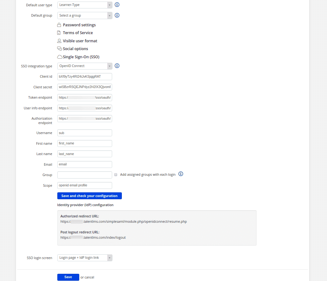Configurer Oauth ou OpenID Connect SSO pour une application personnalisée