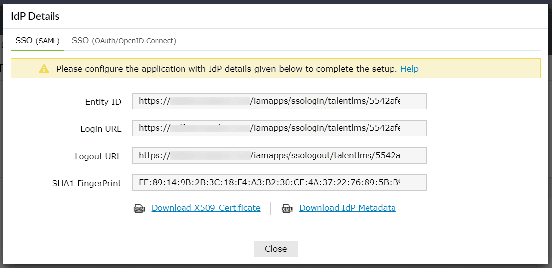 Configuration de SAML SSO pour TalentLMS